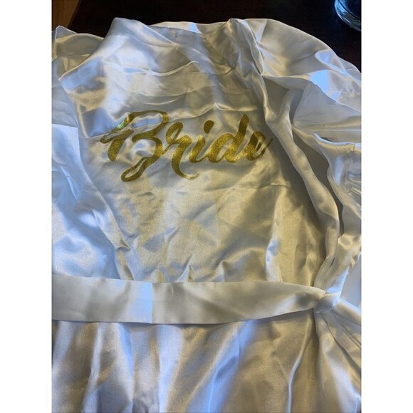 White Satin Bride Robe Kimono Size Small - Picture 4 of 11
